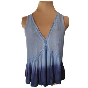 Raya Sun Blue Ombre V-neck‎ Blouse Women's Large